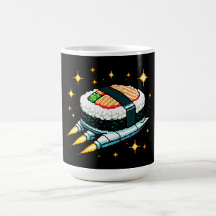 Sushi Spaceship Pixel Art Flying Sushi Roll Design Kaffeetasse