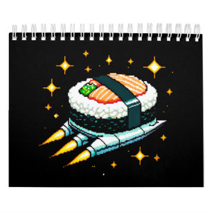 Sushi Spaceship Pixel Art Flying Sushi Roll Design Kalender