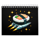Sushi Spaceship Pixel Art Flying Sushi Roll Design Kalender (Titelbild)