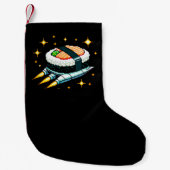 Sushi Spaceship Pixel Art Flying Sushi Roll Design Kleiner Weihnachtsstrumpf (Vorderseite)