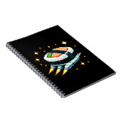 Sushi Spaceship Pixel Art Flying Sushi Roll Design Notizblock (Rechte Seite)