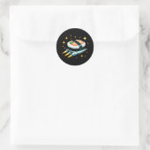 Sushi Spaceship Pixel Art Flying Sushi Roll Design Runder Aufkleber (Tasche)