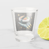 Sushi Spaceship Pixel Art Flying Sushi Roll Design Schnapsglas (Rückseite)