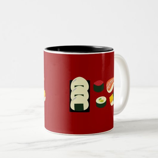 Sushi-Spaß Zweifarbige Tasse (VorderseiteRechts)