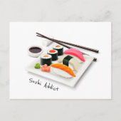 Sushi-süchtig niedliches japanisches Essen Postkarte (Vorderseite)