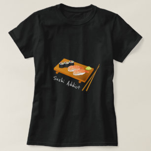 Sushi-süchtig Slogan niedlich japanisch Essen T-Shirt