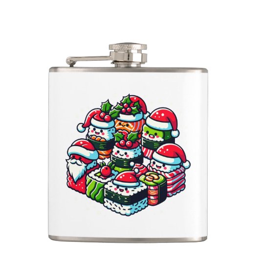 Sushi Sushi Funny Funny Funny Festival Flachmann (Vorderseite)