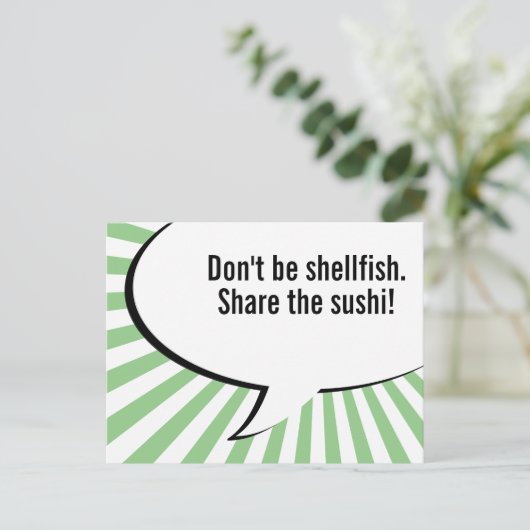 Sushi teilen postkarte (Stehend Vorderseite)