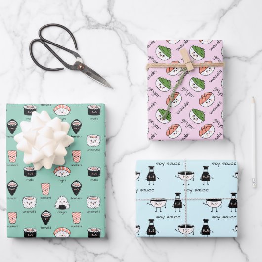 Sushi Temaki Wasabi Geschenkpapier Set (Vorderseite)