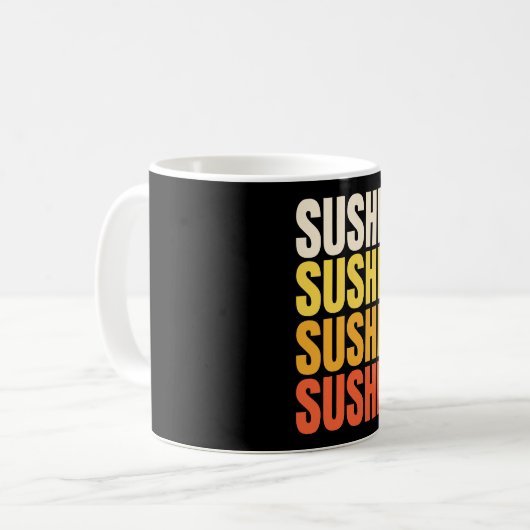 Sushi-Textentwurf Kaffeetasse (Vorderseite Links)