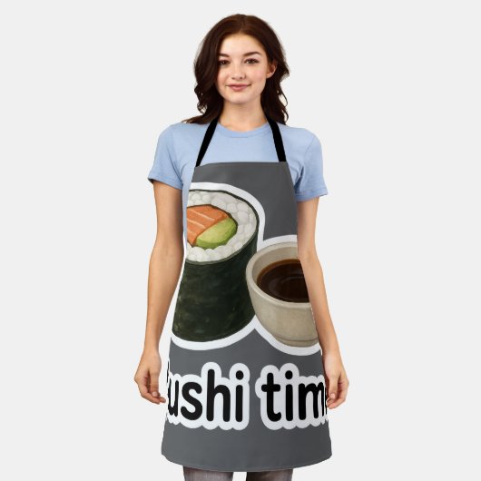 Sushi Time Sticker - Realistisches Sushi mit Soy Schürze (Getragen)