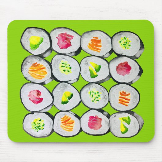Sushi Time watercolor wasabi Mousepad (Vorne)
