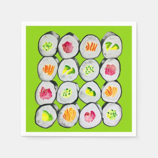 Sushi Time watercolor wasabi Serviette (Vorderseite)