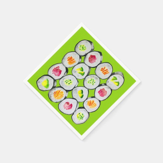 Sushi Time watercolor wasabi Serviette (Ecke)