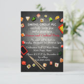 Sushi-Tisch Elegantes Schwarz-Weiß-Party Einladung (Stehend Vorderseite)