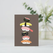 Sushi Tower - Ein glücklicher Stack der Sushi-Freu Postkarte (Stehend Vorderseite)