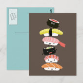 Sushi Tower - Ein glücklicher Stack der Sushi-Freu Postkarte (Vorne/Hinten)