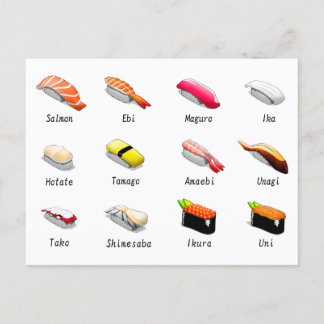 Sushi-Typen Postkarte
