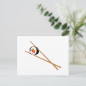 Sushi und Chopsticks Postkarte (Stehend Vorderseite)
