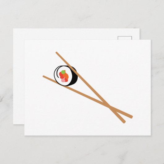 Sushi und Chopsticks Postkarte (Vorne/Hinten)