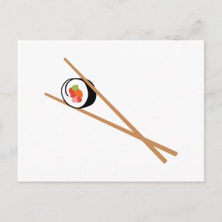 Sushi und Chopsticks Postkarte