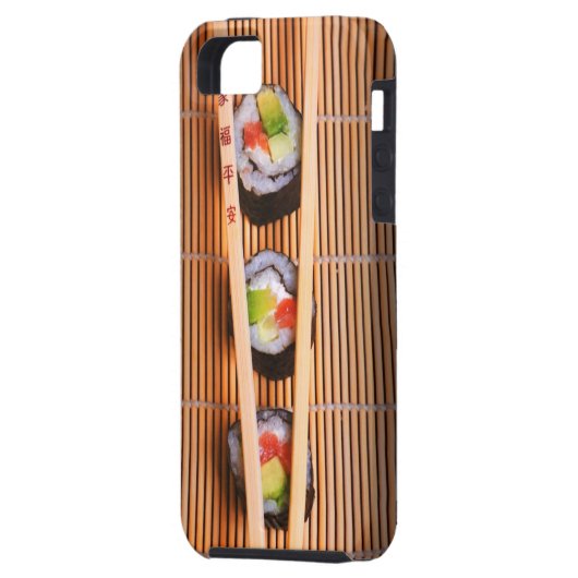 Sushi und hölzerne Essstäbchen Case-Mate iPhone Hülle (Rückseite Links)