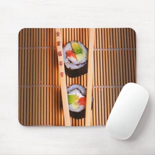 Sushi und hölzerne Essstäbchen Mousepad (Mit Mouse)