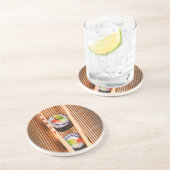 Sushi und hölzerne Essstäbchen Sandstein Untersetzer (Seite)