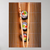 Sushi und Holzstäbchen Poster (Vorne)
