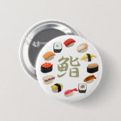 Sushi und Kanji 回転寿司 Button (Vorne & Hinten)