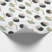 Sushi und Noodles Muster Geschenkpapier (Ecke)