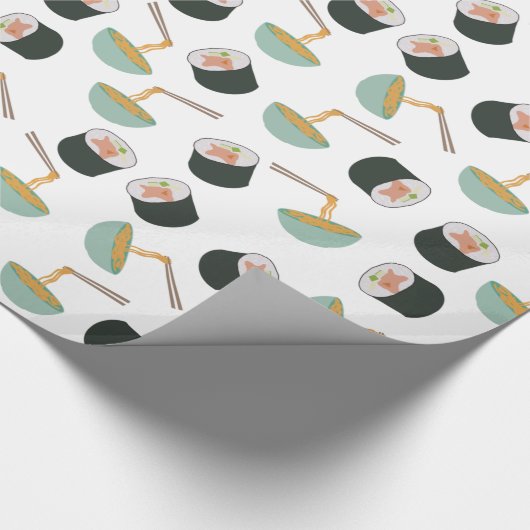 Sushi und Noodles Muster Geschenkpapier (Ecke)