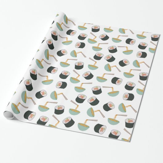Sushi und Noodles Muster Geschenkpapier (Ungerollt)