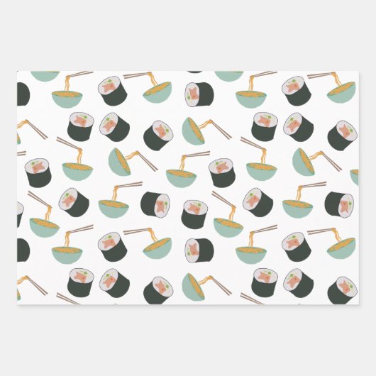 Sushi und Noodles Muster Geschenkpapier Set (Vorderseite 2)