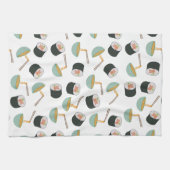 Sushi und Noodles Muster Geschirrtuch (Horizontal)