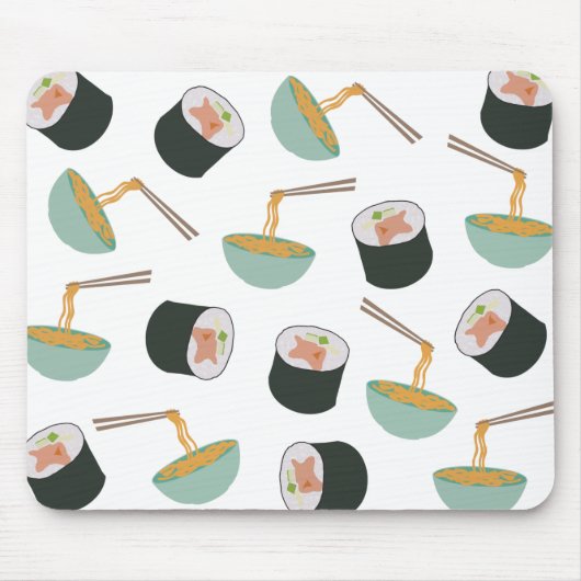 Sushi und Noodles Muster Mousepad (Vorne)