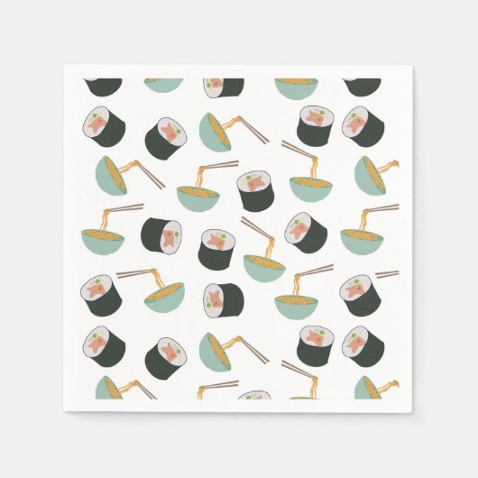 Sushi und Noodles Muster Serviette (Vorderseite)