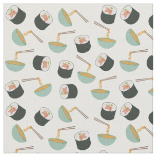 Sushi und Noodles Muster Stoff
