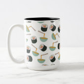 Sushi und Noodles Muster Zweifarbige Tasse (Links)