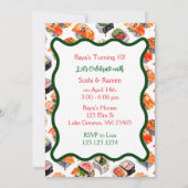 Sushi und Ramen Girl's Anime Birthday Party Einladung (Rückseite)