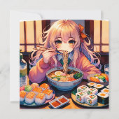 Sushi und Ramen Girl's Anime Birthday Party Einladung (Vorderseite)