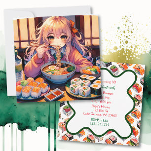 Sushi und Ramen Girl's Anime Birthday Party Einladung