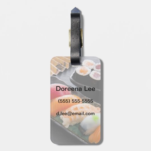 Sushi und Rollen Gepäckanhänger (Rückseite vertikal)