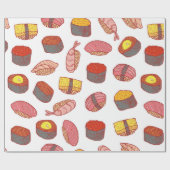 Sushi und Rollen nahtlos Muster. Doodle Cartoon c Geschenkpapier (Flach)