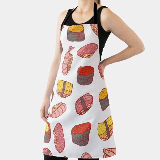 Sushi und Rollen nahtlos Muster. Doodle Cartoon c Schürze (InSitu)