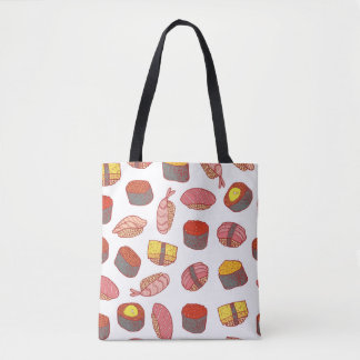 Sushi und Rollen nahtlos Muster. Doodle Cartoon c Tasche