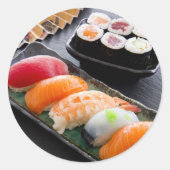Sushi und Rollen Runder Aufkleber (Vorderseite)