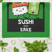 Sushi und Sake-Feinschmecker Geschirrtuch (Gefaltet)