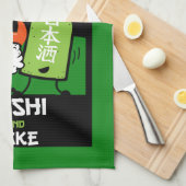Sushi und Sake-Feinschmecker Geschirrtuch (Viertel Falte)