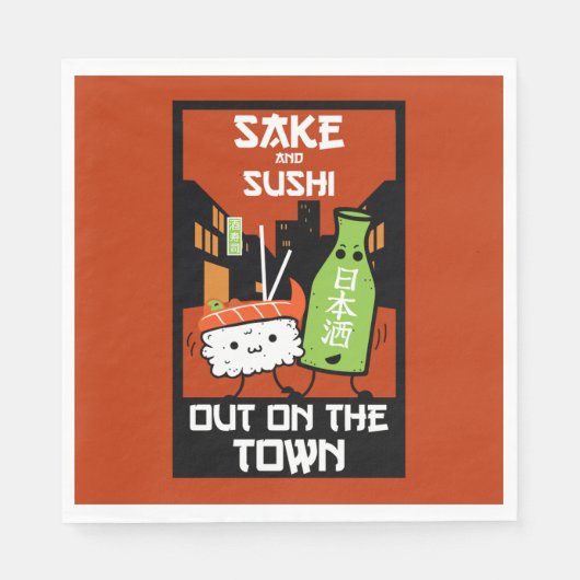 Sushi und Sake Feinschmecker Napkin Serviette (Vorderseite)